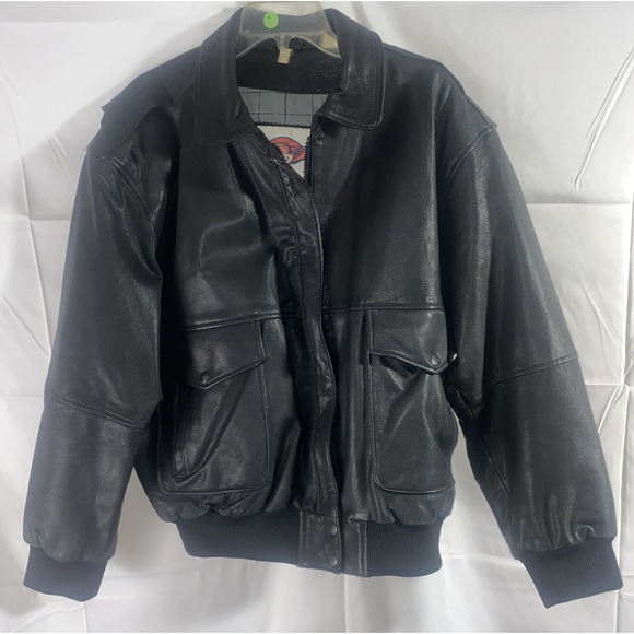 Vintage B-52 Jacket Mens Size Extra Large XL Black Leather Bomber Flight - Picture 3 of 15